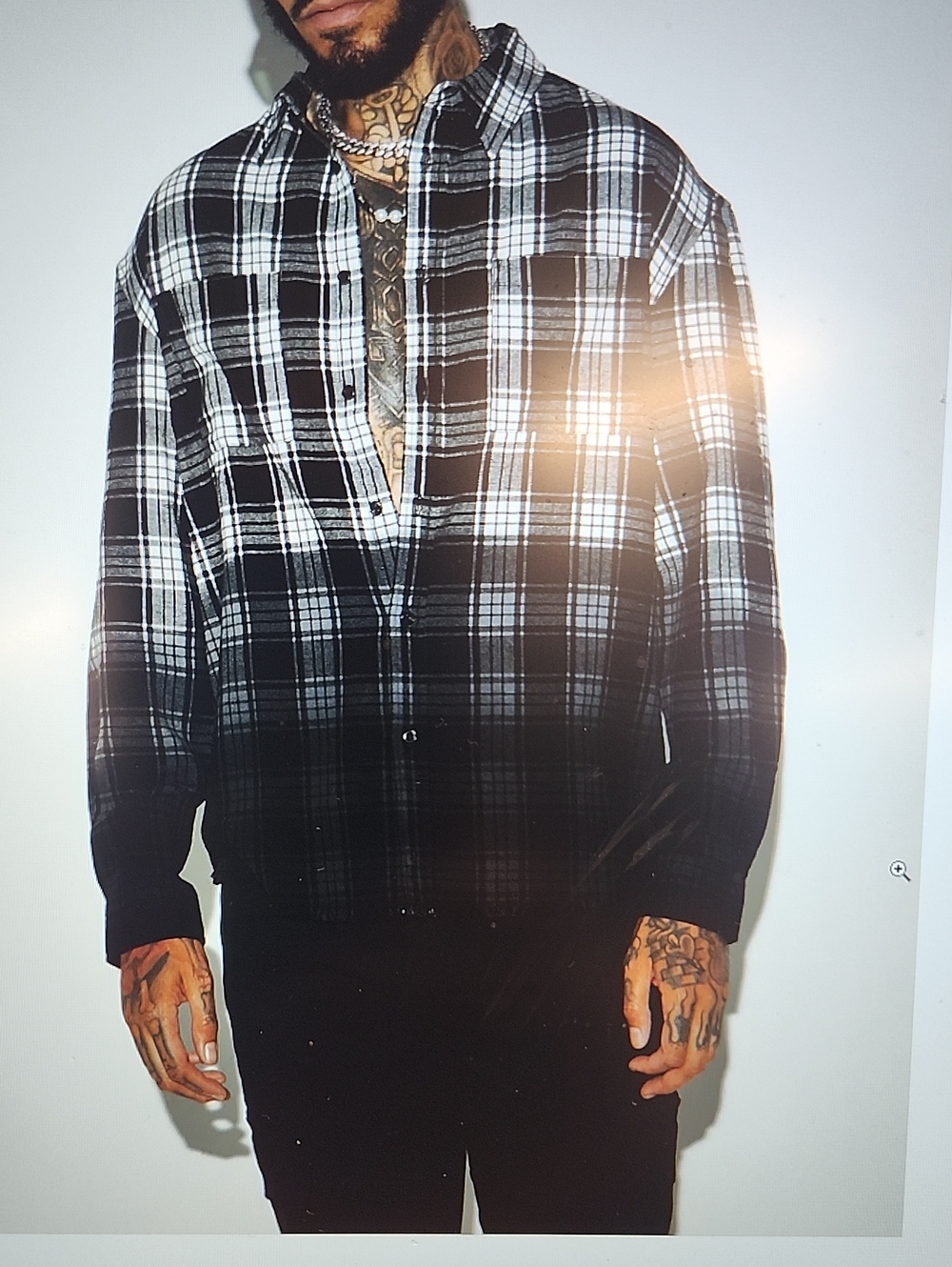 Fashion Nova Black & White Plaid Button-Down Shirt